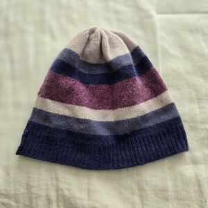 Ralph Lauren Striped Beanie - Purple, Blue, Cream